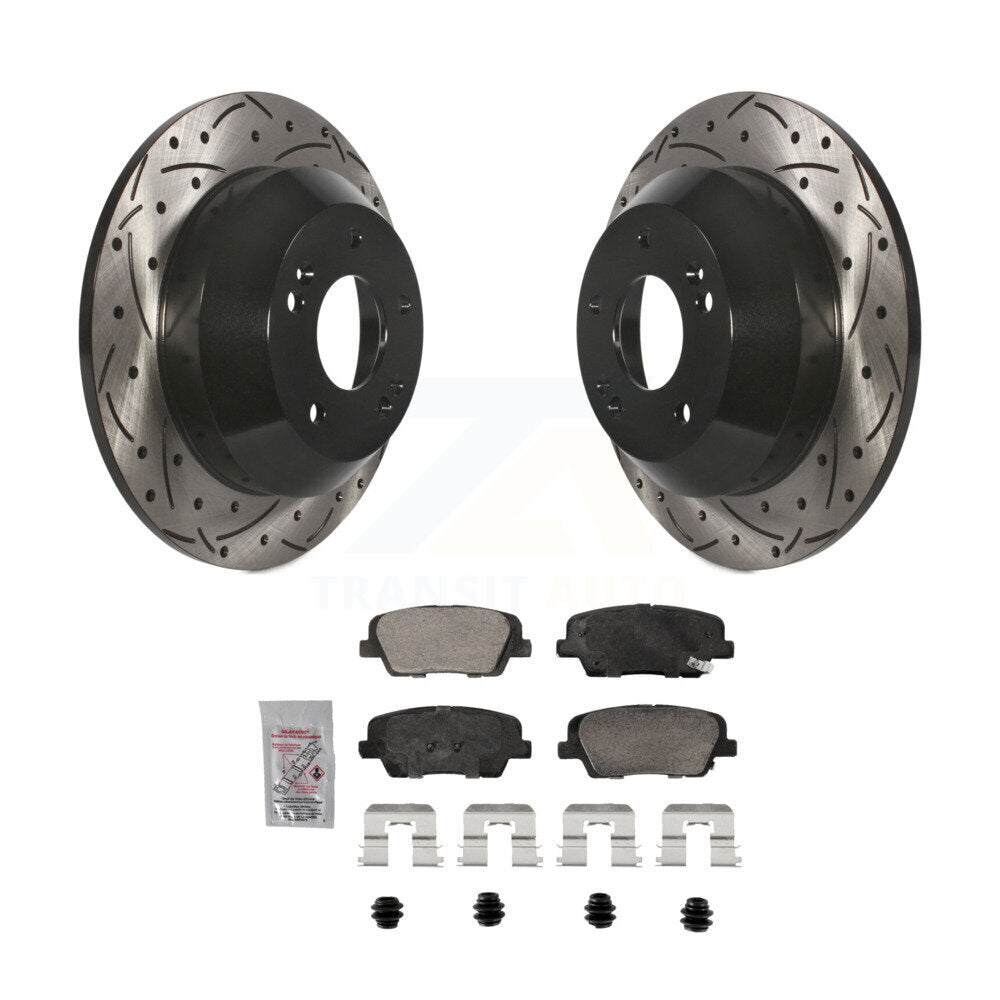 Rear Drilled Slot Brake Rotor & Ceramic Pad Kit For Hyundai Santa Fe Sport Kia Sorento XL KDA-102911
