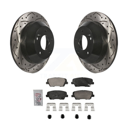 Rear Drilled Slot Brake Rotor & Ceramic Pad Kit For Hyundai Santa Fe Sport Kia Sorento XL KDA-102911