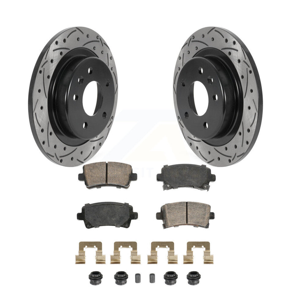 Rear Drilled Slot Brake Rotor & Ceramic Pad Kit For 2016 Chevrolet Malibu Carryover Model KDA-102917
