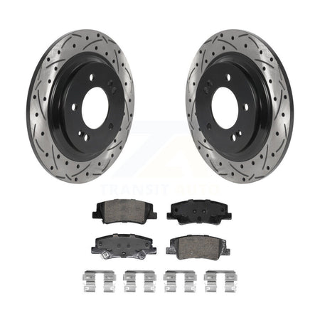 Rear Coated Drill Slot Disc Brake Rotor Ceramic Pad Kit For Hyundai Sonata Kia Niro EV K5 KDA-102920
