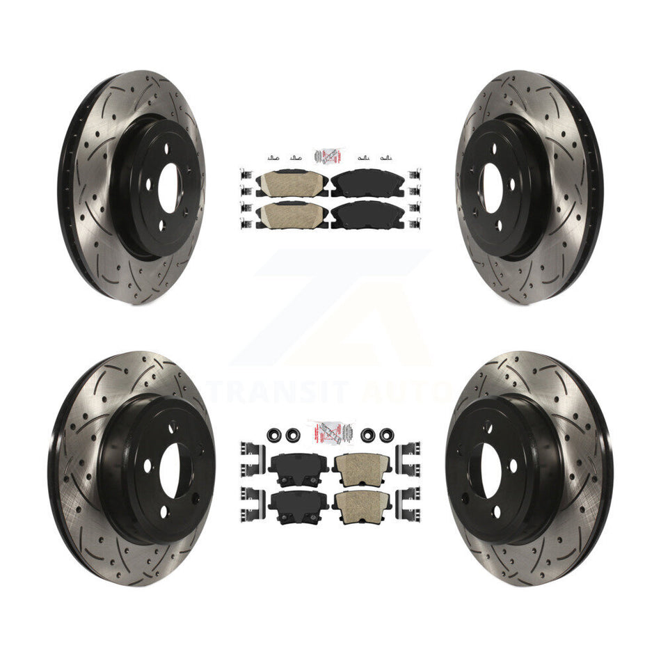 Front Rear Ceramic Pad Drill Slot Brake Rotor Kit For Dodge Charger Pursuit with RWD 5.7L KDA-102952