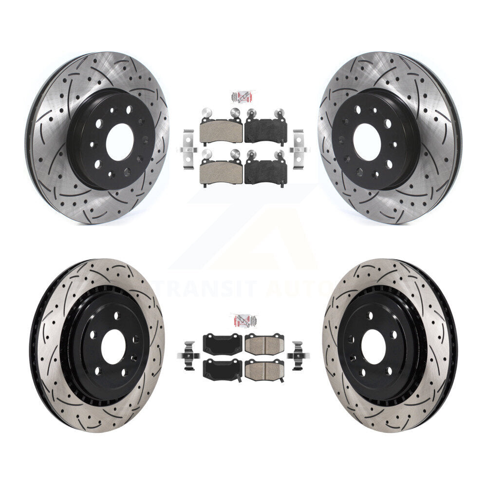 Front Semi-Metallic Rear Ceramic Pad Drill Slot Disc Brake Rotor Kit For Chevrolet Camaro KDA-102956