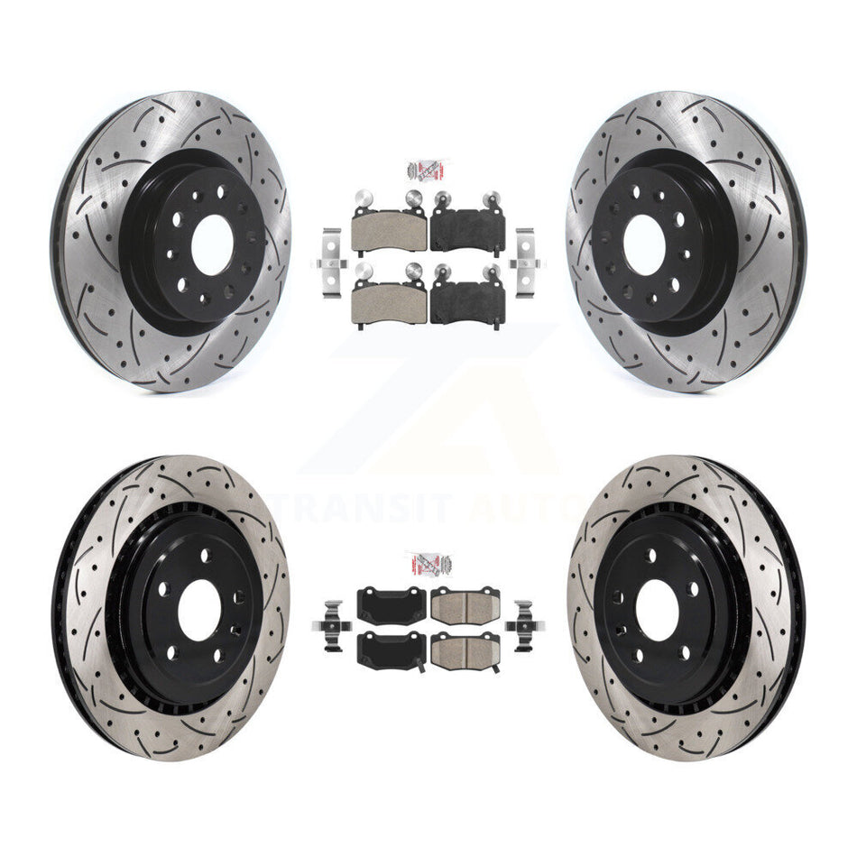 Front Semi-Metallic Rear Ceramic Pad Drill Slot Disc Brake Rotor Kit For Chevrolet Camaro KDA-102957