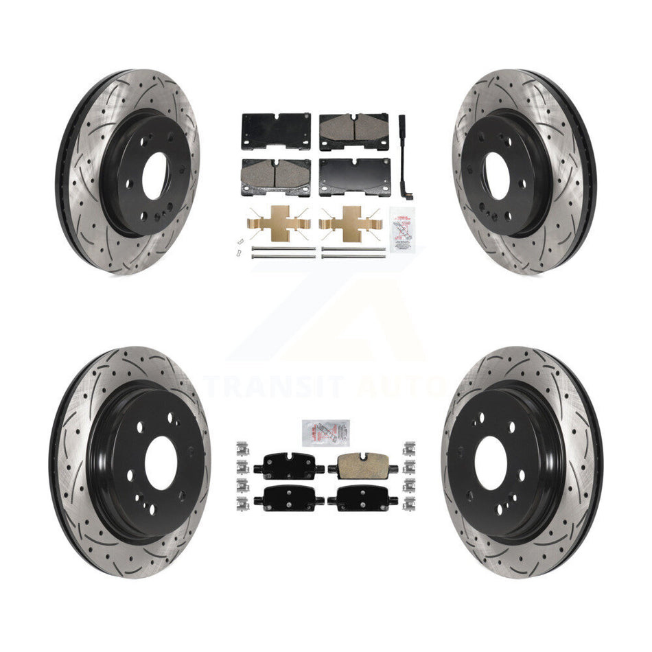 Front Rear Ceramic Pad Drill Slot Brake Rotor Kit For GMC Chevrolet Silverado 1500 Sierra KDA-102958