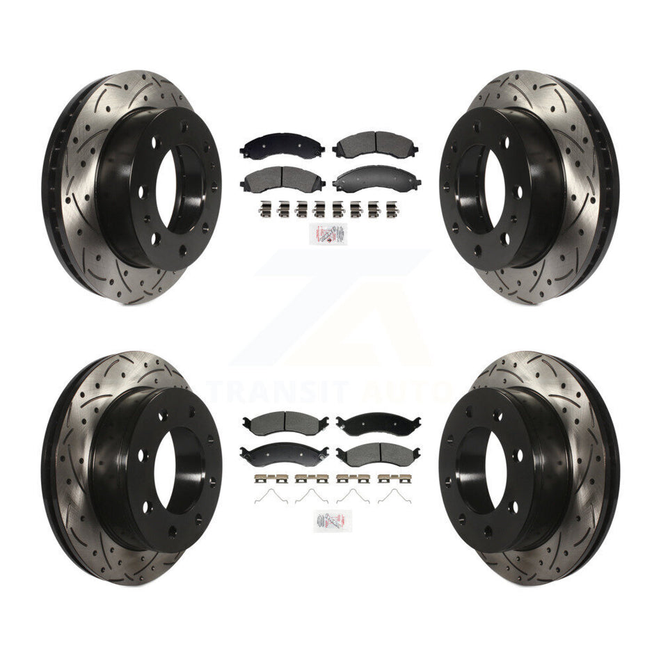 Front Rear Semi-Metallic Pad & Drilled Slot Brake Rotor Kit For GMC Savana 2500 Chevrolet KDA-102960