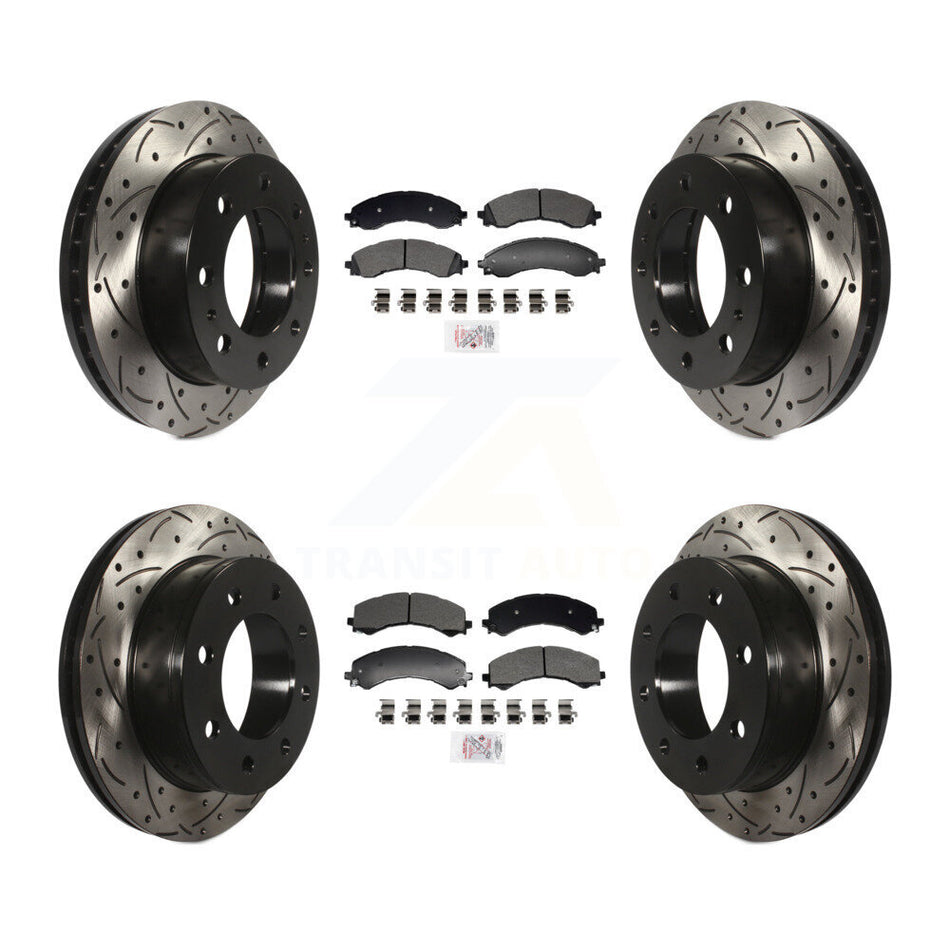 Front Rear Semi-Metallic Pad & Drilled Slot Brake Rotor Kit For GMC Savana 2500 Chevrolet KDA-102962