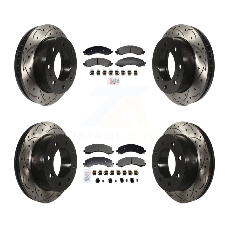 Front Rear Semi-Metallic Pad & Drilled Slot Brake Rotor Kit For GMC Savana 2500 Chevrolet KDA-102963
