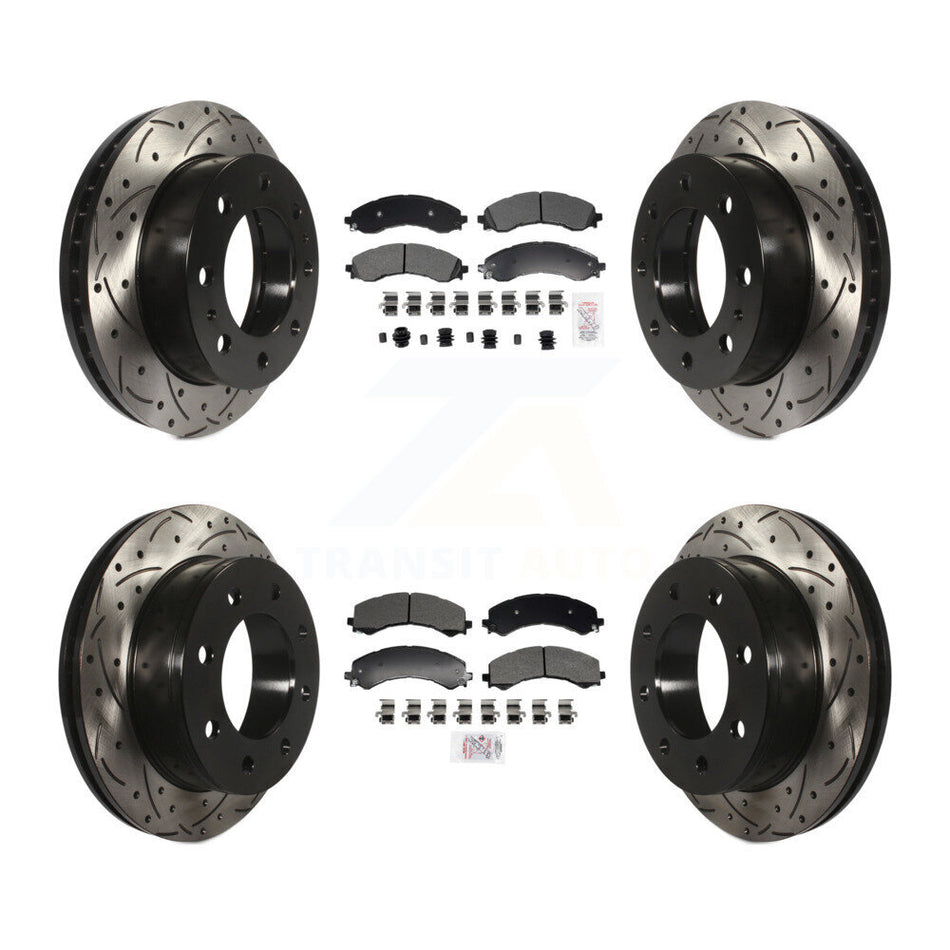 Front Rear Semi-Metallic Pad & Drilled Slot Brake Rotor Kit For GMC Savana 2500 Chevrolet KDA-102964