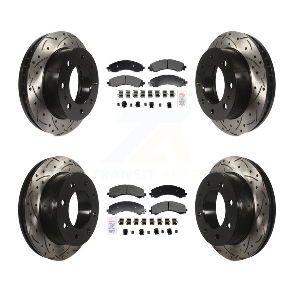 Front Rear Semi-Metallic Pad & Drilled Slot Brake Rotor Kit For GMC Savana 2500 Chevrolet KDA-102965