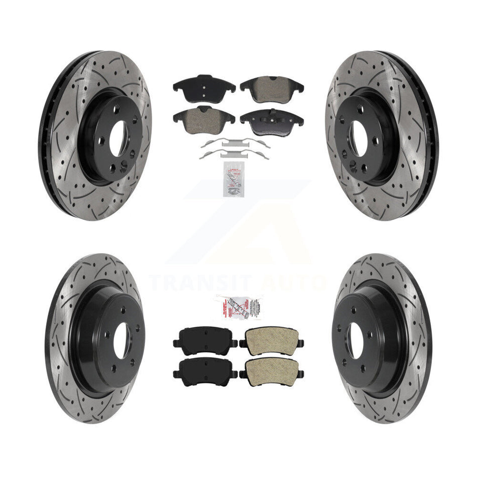 Front Rear Semi-Metallic Pad Drill Slot Brake Rotor Kit For 12-15 Land Rover Range Evoque KDA-102966