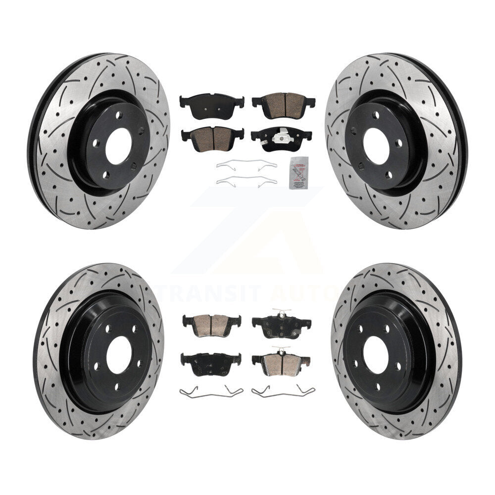 Front Rear Ceramic Pad Drilled Slot Brake Rotors Kit For Ford Escape Bronco Sport Lincoln KDA-102970