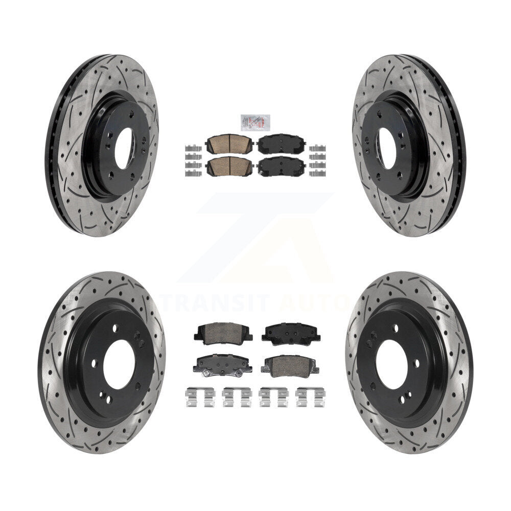 Front Rear Ceramic Pad Drill Slot Disc Brake Rotors Kit For Hyundai Sonata Kia Niro EV K5 KDA-102972