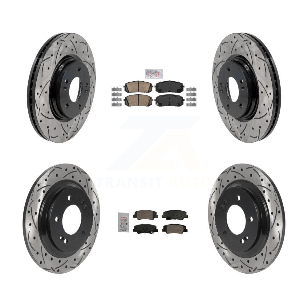 Front Rear Ceramic Pad Drill Slot Disc Brake Rotors Kit For Hyundai Sonata Kia Niro EV K5 KDA-102973