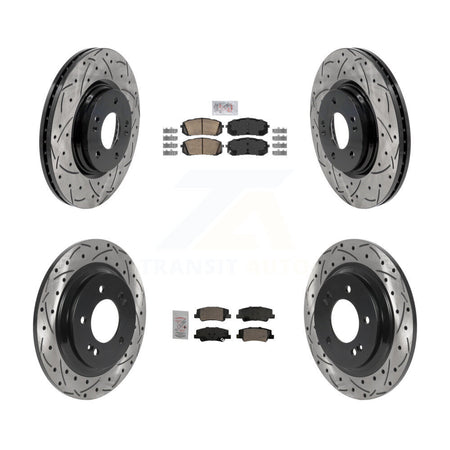 Front Rear Ceramic Pad Drill Slot Disc Brake Rotors Kit For Hyundai Sonata Kia Niro EV K5 KDA-102973