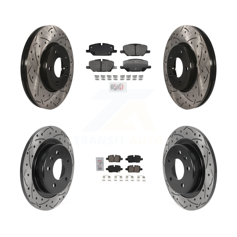 Front Rear Ceramic Pad & Drilled Slot Brake Rotor Kit For GMC Terrain w 321mm KDA-102975