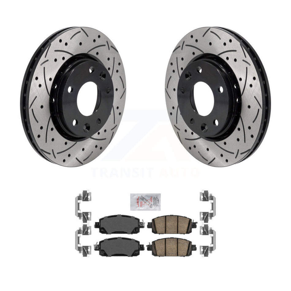 Front Coated Drilled Slotted Disc Brake Rotor And Ceramic Pad Kit For Nissan Kicks Sentra KDA-102978