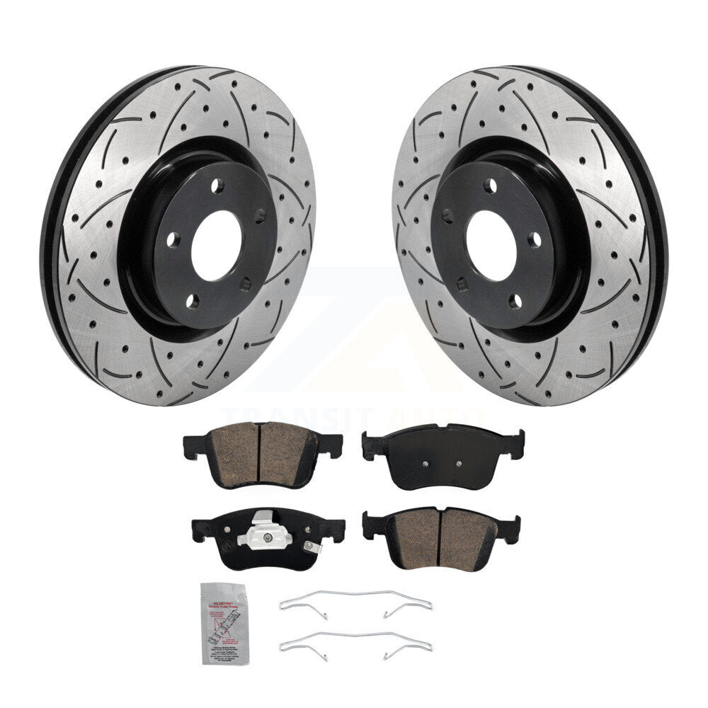 Front Drill Slot Brake Rotor Ceramic Pad Kit For Ford Escape Bronco Sport Lincoln Corsair KDA-102981