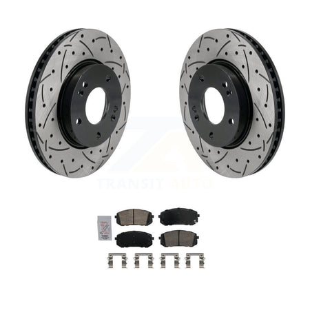 Front Coated Drilled Slotted Disc Brake Rotors And Ceramic Pads Kit For Hyundai Elantra KDA-102983