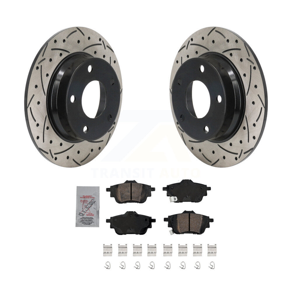 Rear Drill Slot Brake Rotors Ceramic Pad Kit For 2020-2023 Nissan Sentra Disc rear brakes KDA-102993