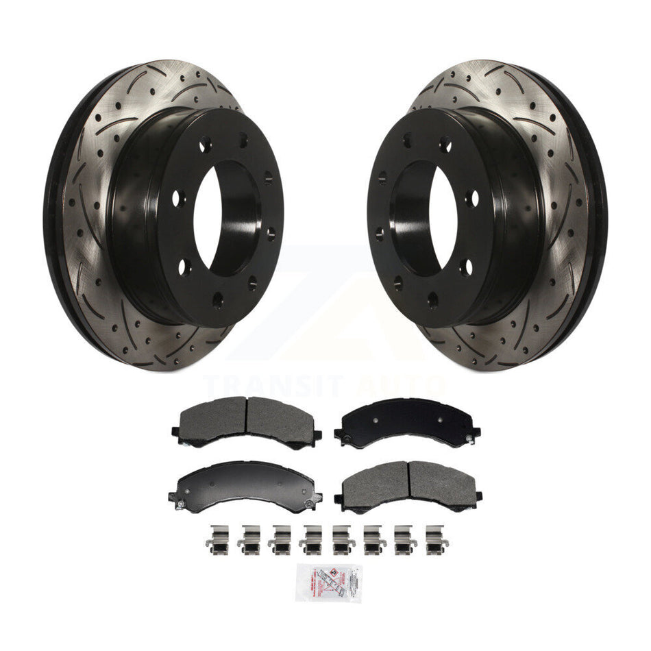 Rear Drilled Slot Brake Rotor Semi-Metallic Pad Kit For GMC Savana 2500 Chevrolet Express KDA-102997