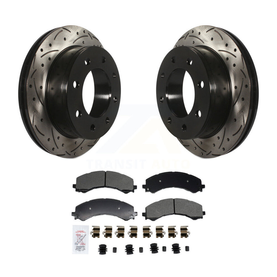 Rear Drilled Slot Brake Rotor Semi-Metallic Pad Kit For GMC Savana 2500 Chevrolet Express KDA-102998