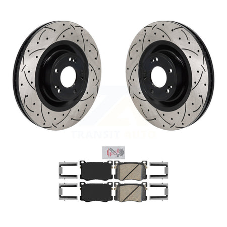 Front Coated Drilled Slot Disc Brake Rotor & Ceramic Pad Kit For Hyundai Genesis G80 5.0L KDA-103007