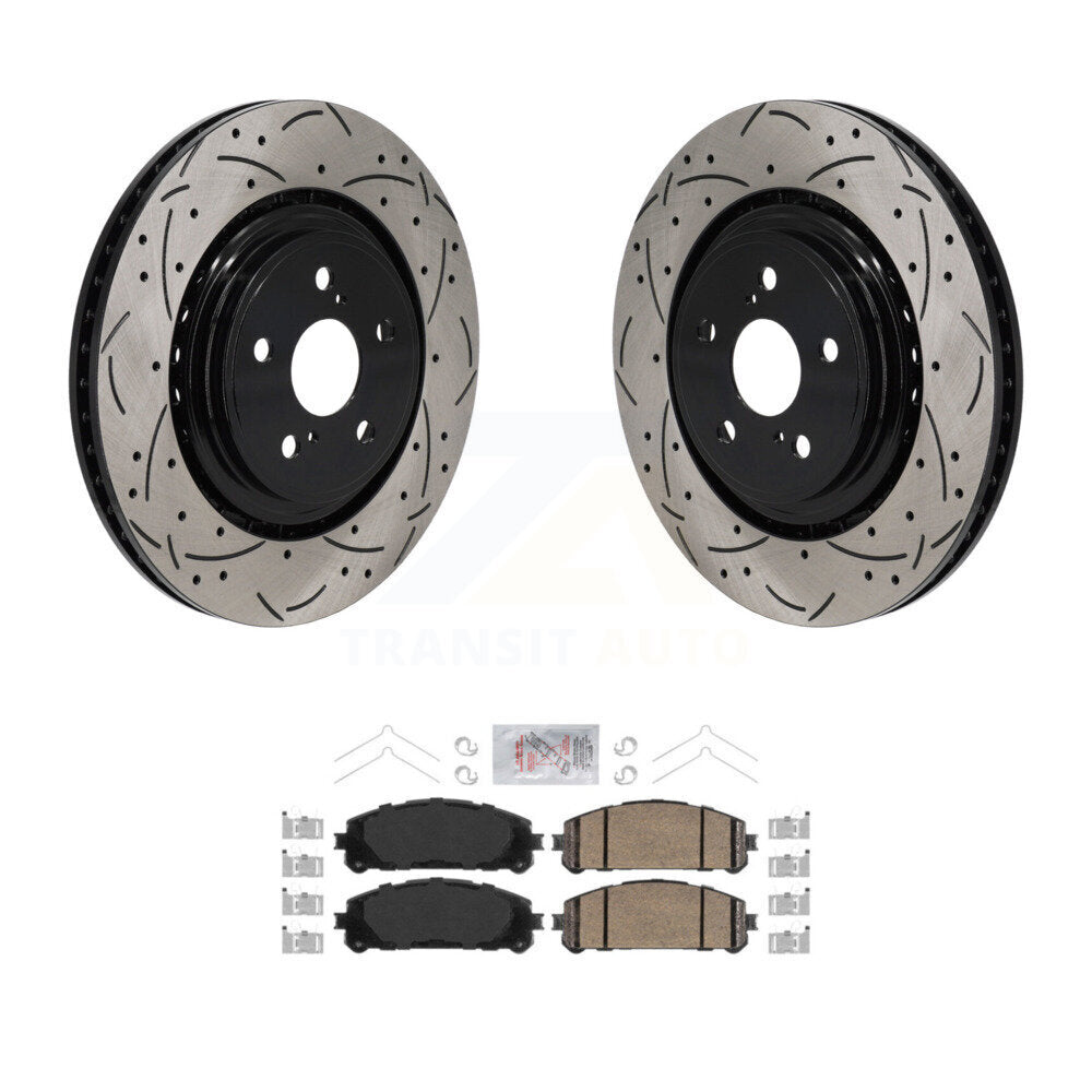 Front Coated Drill Slot Disc Brake Rotors Ceramic Pad Kit For 2020-2023 Toyota Highlander KDA-103010