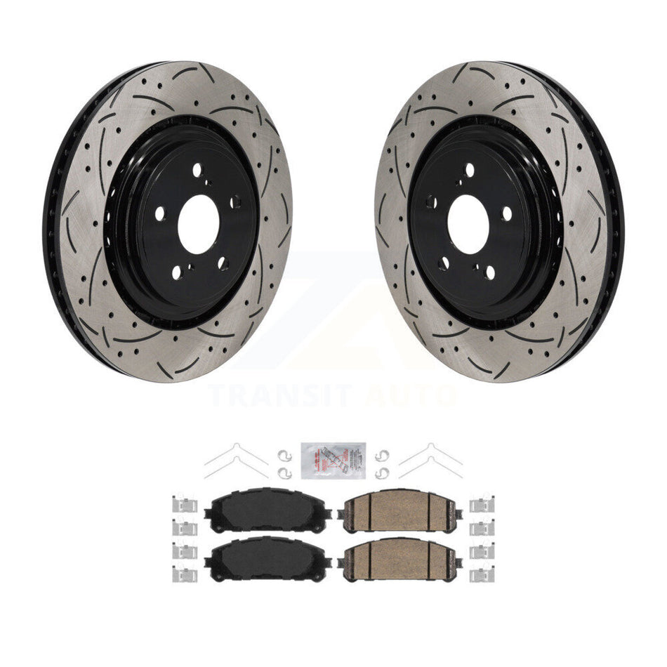 Front Coated Drill Slot Disc Brake Rotors Ceramic Pad Kit For 2020-2023 Toyota Highlander KDA-103010