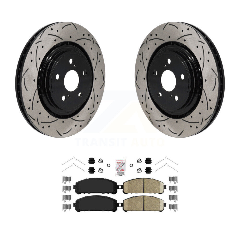 Front Coated Drill Slot Disc Brake Rotors Ceramic Pad Kit For 2020-2022 Toyota Highlander KDA-103012