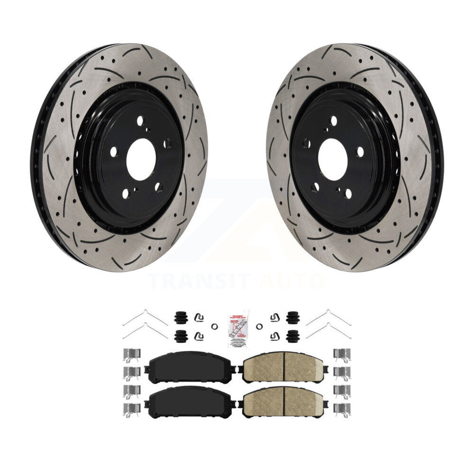Front Coated Drill Slot Disc Brake Rotors Ceramic Pad Kit For 2020-2022 Toyota Highlander KDA-103012