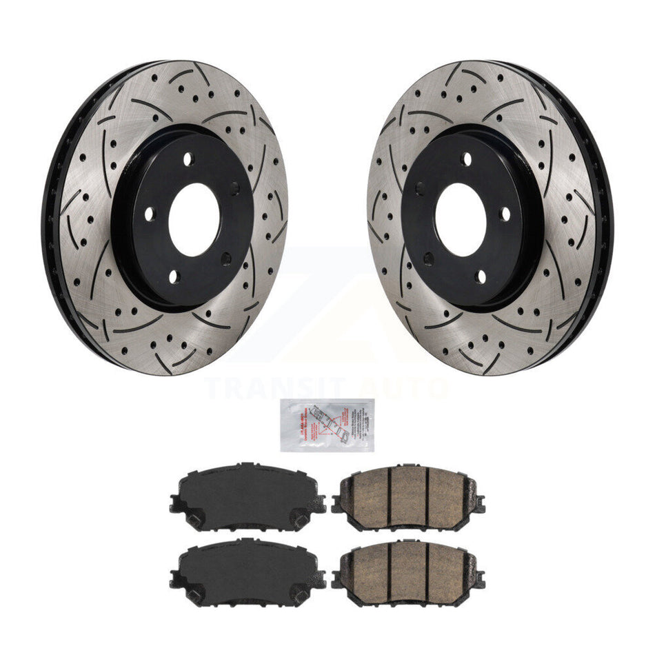 Front Coated Drilled Slotted Disc Brake Rotors And Ceramic Pads Kit For Nissan Rogue KDA-103015