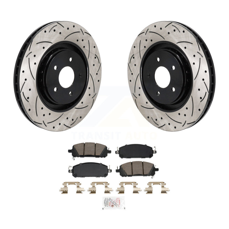 Front Drilled Slot Brake Rotor Ceramic Pad Kit For Mitsubishi Outlander Nissan Pathfinder KDA-103016