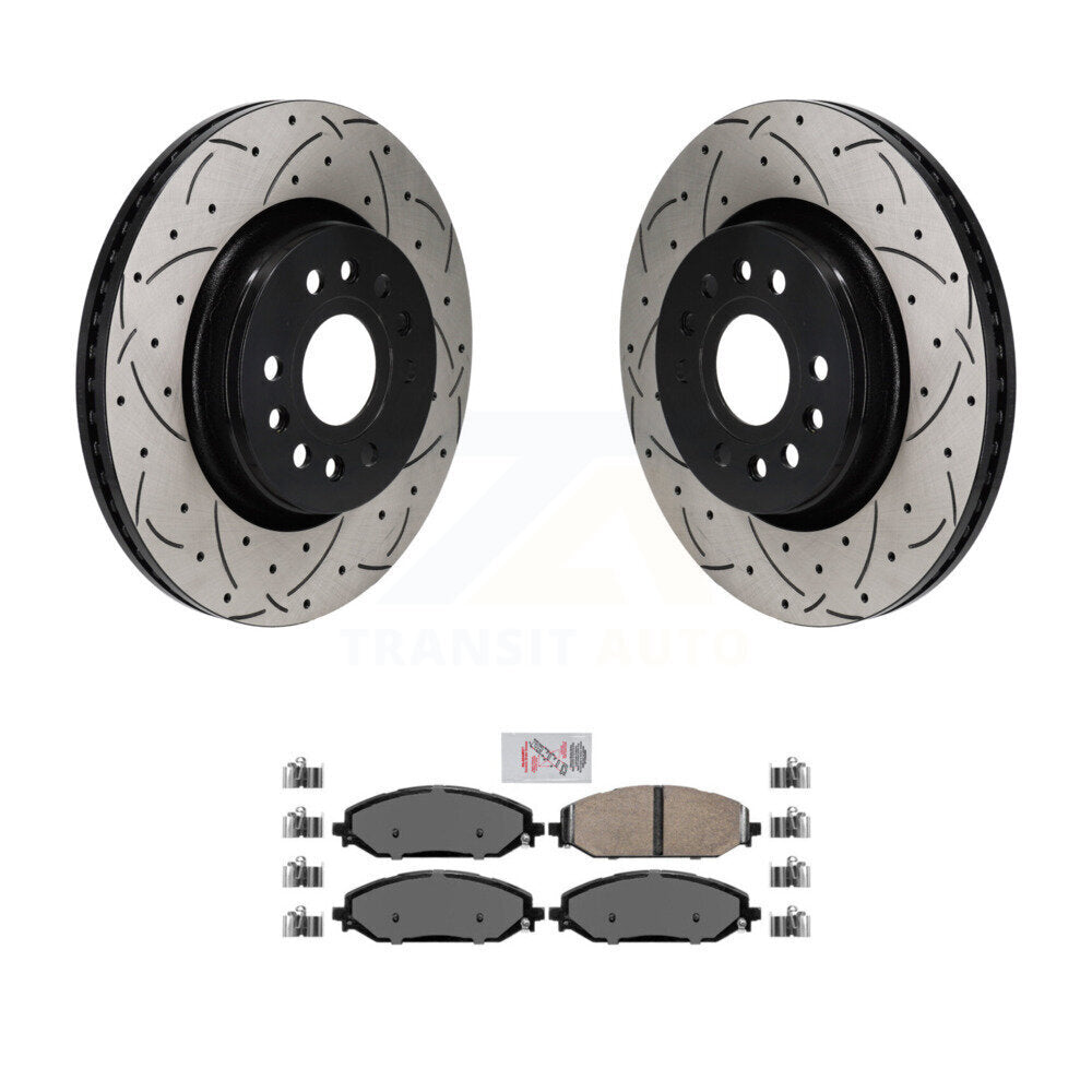 Front Coat Drill Slot Disc Brake Rotor Ceramic Pad Kit For Ram 1500 Jeep Wagoneer Grand L KDA-103019