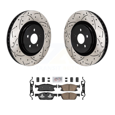 Front Drill Slot Brake Rotor Ceramic Pad Kit For Ford Edge 2.7L With Red Painted Calipers KDA-103021