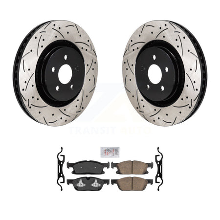 Front Drill Slot Brake Rotor Ceramic Pad Kit For Ford Edge 2.7L With Red Painted Calipers KDA-103022