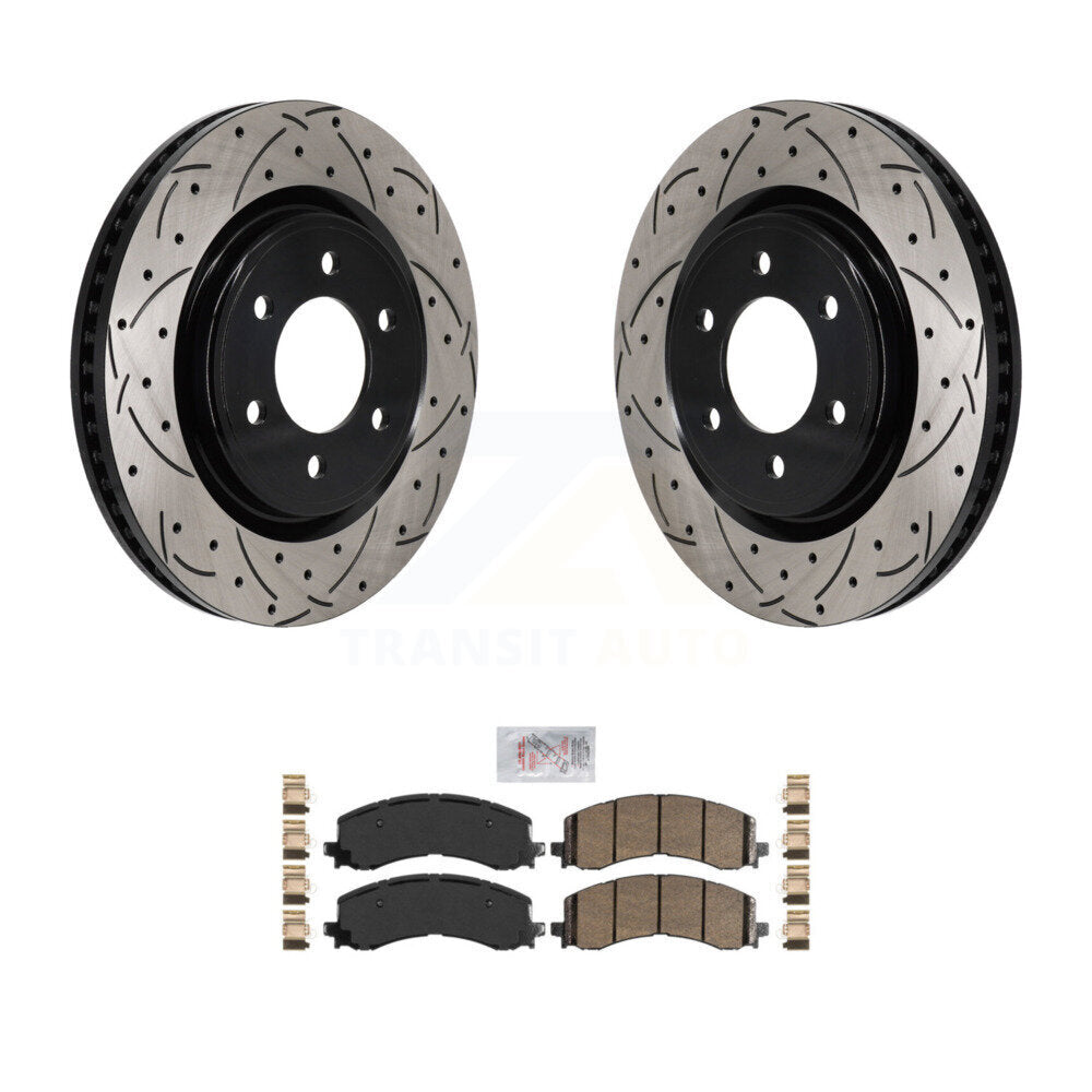 Front Drilled Slot Brake Rotor & Ceramic Pad Kit For Ford F-150 Bronco Expedition Lincoln KDA-103024