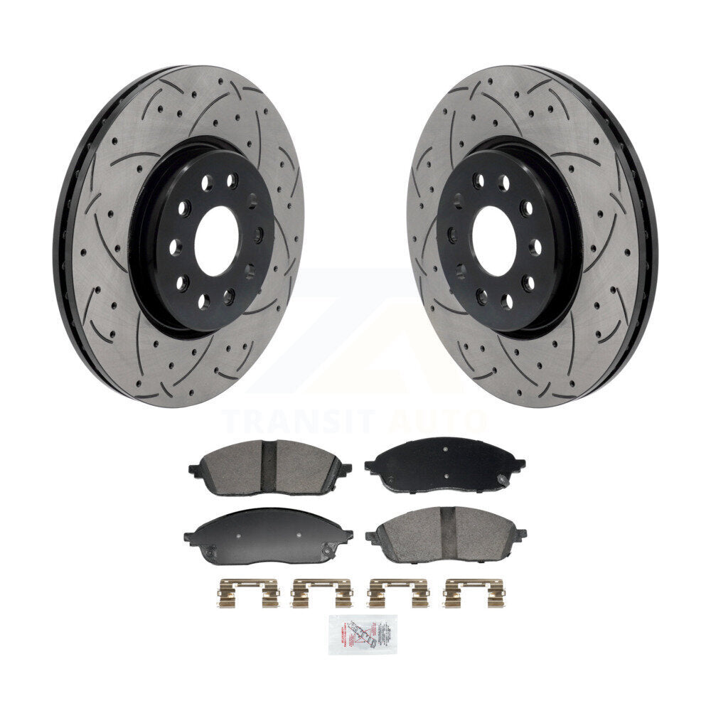 Front Coated Drilled Slotted Disc Brake Rotor & Ceramic Pad Kit For Jeep Grand Cherokee L KDA-103028