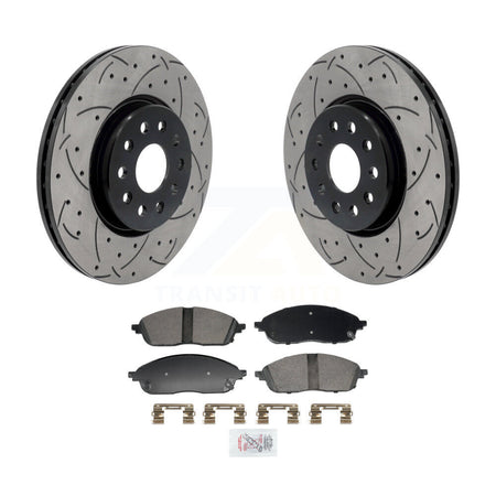 Front Coated Drilled Slotted Disc Brake Rotor & Ceramic Pad Kit For Jeep Grand Cherokee L KDA-103028