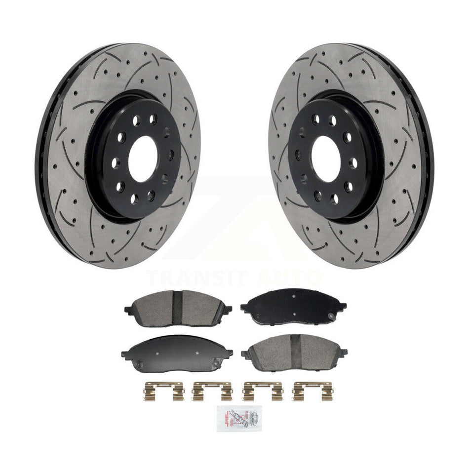 Front Coated Drilled Slotted Disc Brake Rotor & Ceramic Pad Kit For Jeep Grand Cherokee L KDA-103028