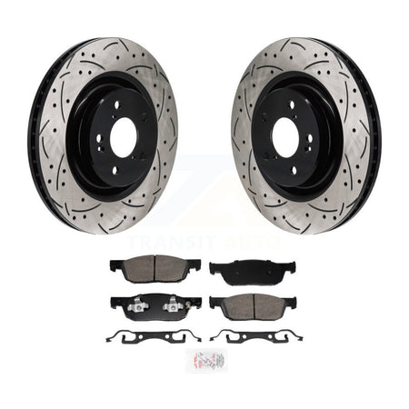 Front Coated Drilled Slot Disc Brake Rotor & Ceramic Pad Kit For 2022-2023 Acura MDX 3.5L KDA-103034
