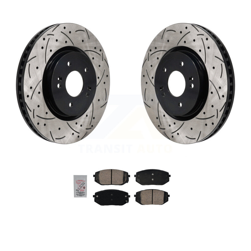 Front Drill Slot Brake Rotors Ceramic Pad Kit For Hyundai Tucson Kia Sportage Ioniq 5 EV6 KDA-103035
