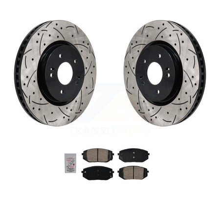 Front Drill Slot Brake Rotors Ceramic Pad Kit For Hyundai Tucson Kia Sportage Ioniq 5 EV6 KDA-103035