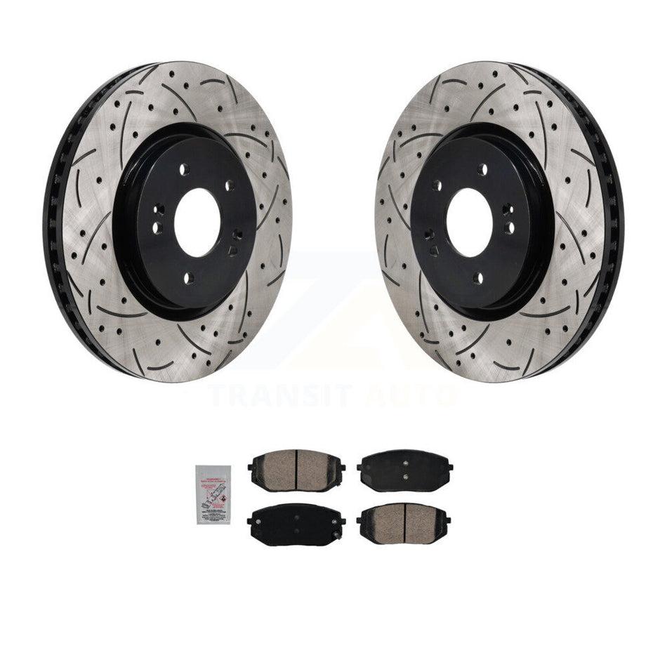 Front Drill Slot Brake Rotors Ceramic Pad Kit For Hyundai Tucson Kia Sportage Ioniq 5 EV6 KDA-103035