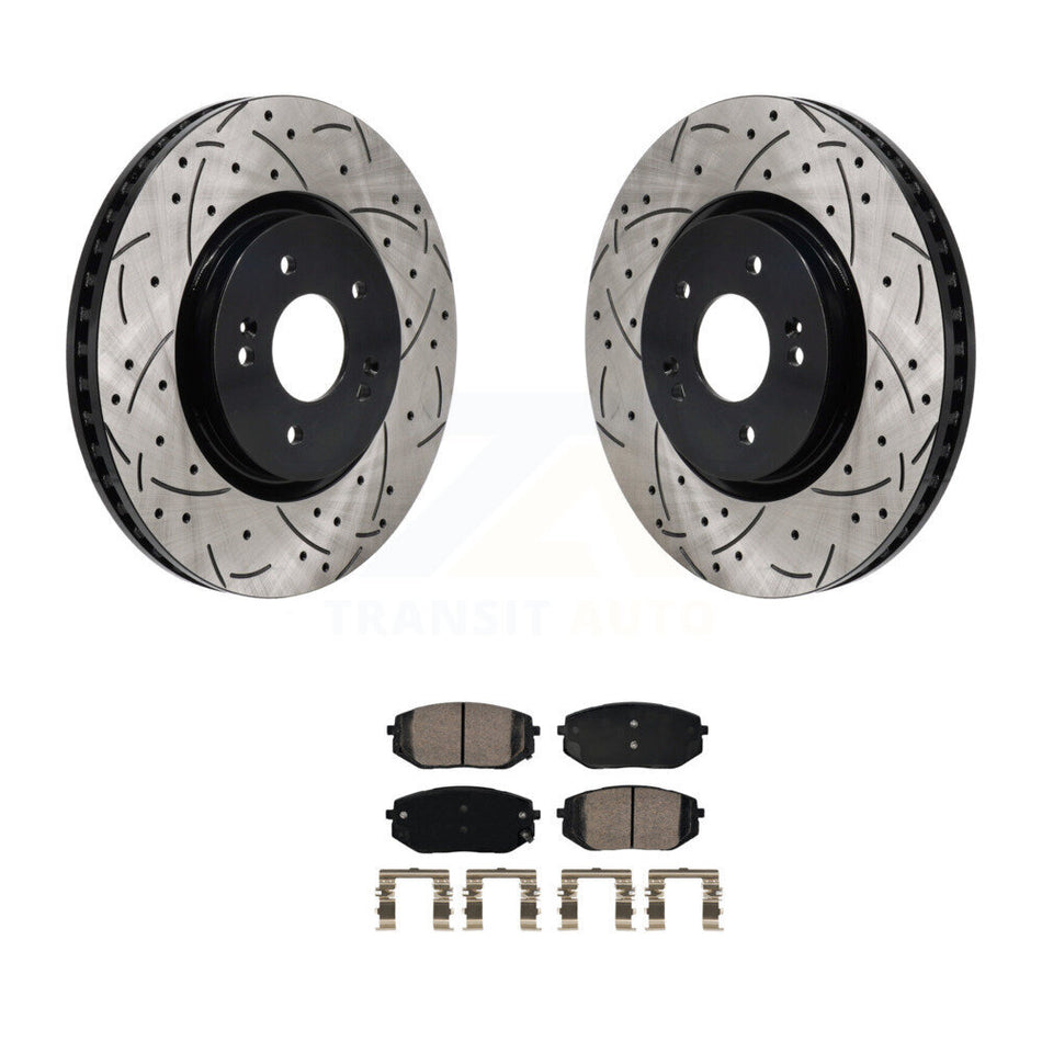Front Drill Slot Brake Rotors Ceramic Pad Kit For Hyundai Tucson Kia Sportage Ioniq 5 EV6 KDA-103035