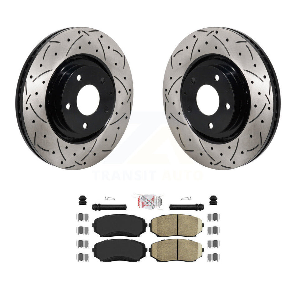 Front Coated Drilled Slotted Disc Brake Rotors And Ceramic Pads Kit For Mazda CX-5 CX-9 KDA-103042