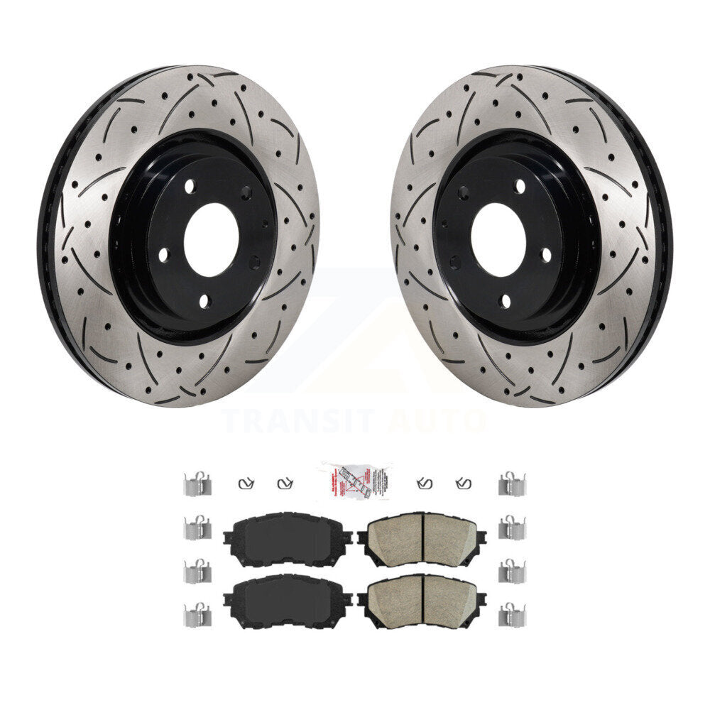 Front Coated Drilled Slot Disc Brake Rotors Ceramic Pad Kit For 2021 Mazda 6 Turbocharged KDA-103043