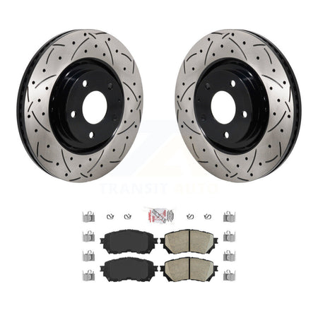 Front Coated Drilled Slot Disc Brake Rotors Ceramic Pad Kit For 2021 Mazda 6 Turbocharged KDA-103043