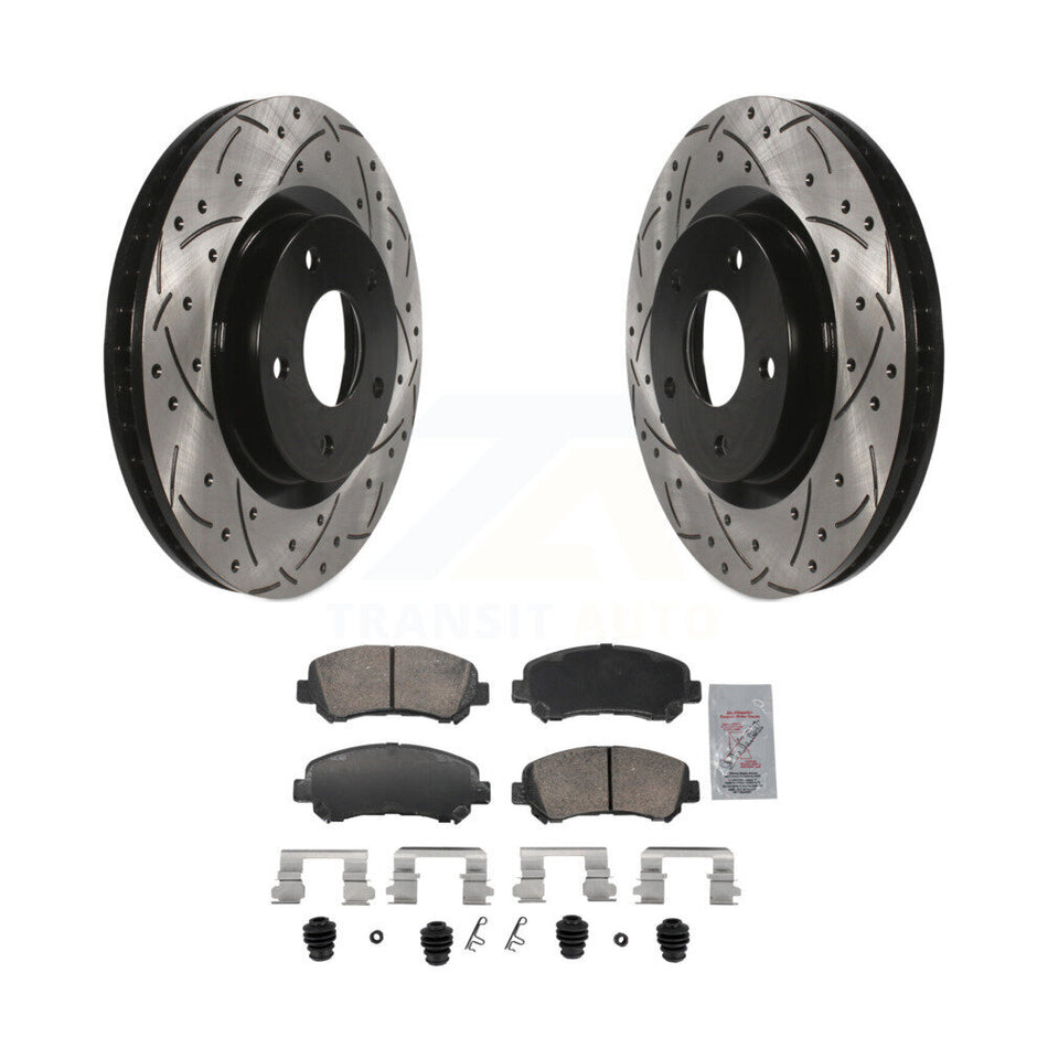 Front Coated Drilled Slotted Disc Brake Rotor And Ceramic Pad Kit For Nissan Rogue Select KDA-103045