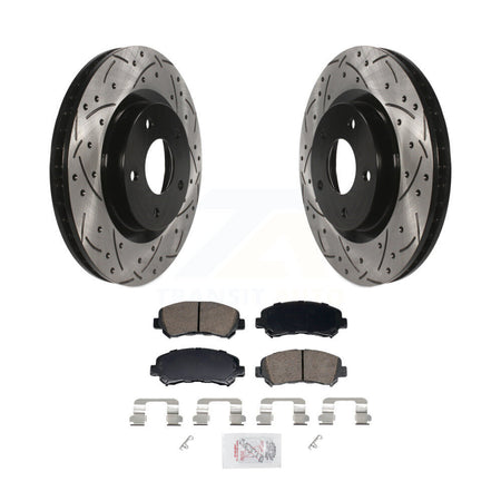 Front Coated Drilled Slotted Disc Brake Rotor And Ceramic Pad Kit For Nissan Rogue Select KDA-103046