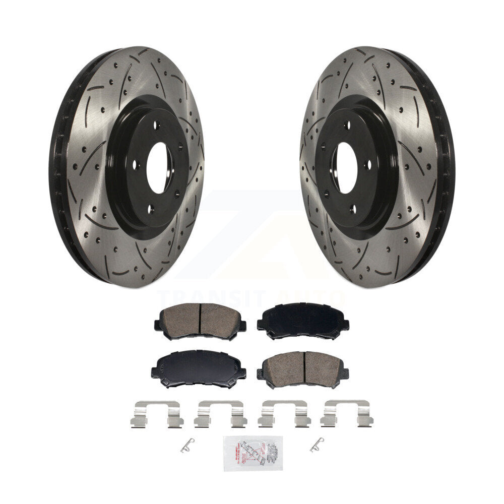 Front Coated Drilled Slotted Disc Brake Rotors And Ceramic Pad Kit For Nissan Sentra Juke KDA-103048